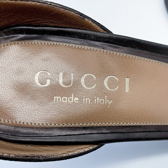 Gucci GG Canvas Ankle Strap Sandal in Black - Picture 8 of 12